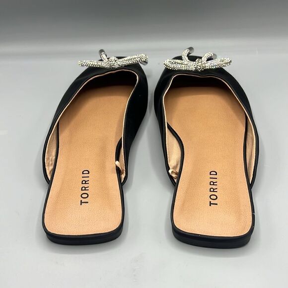 Torrid Black Slip On Rhinestone Bow Loafers - Picture 6 of 6
